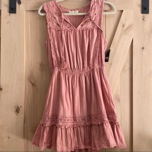 NWT Lucky Brand SMALL eyelet ruffle dress (peach/rose)